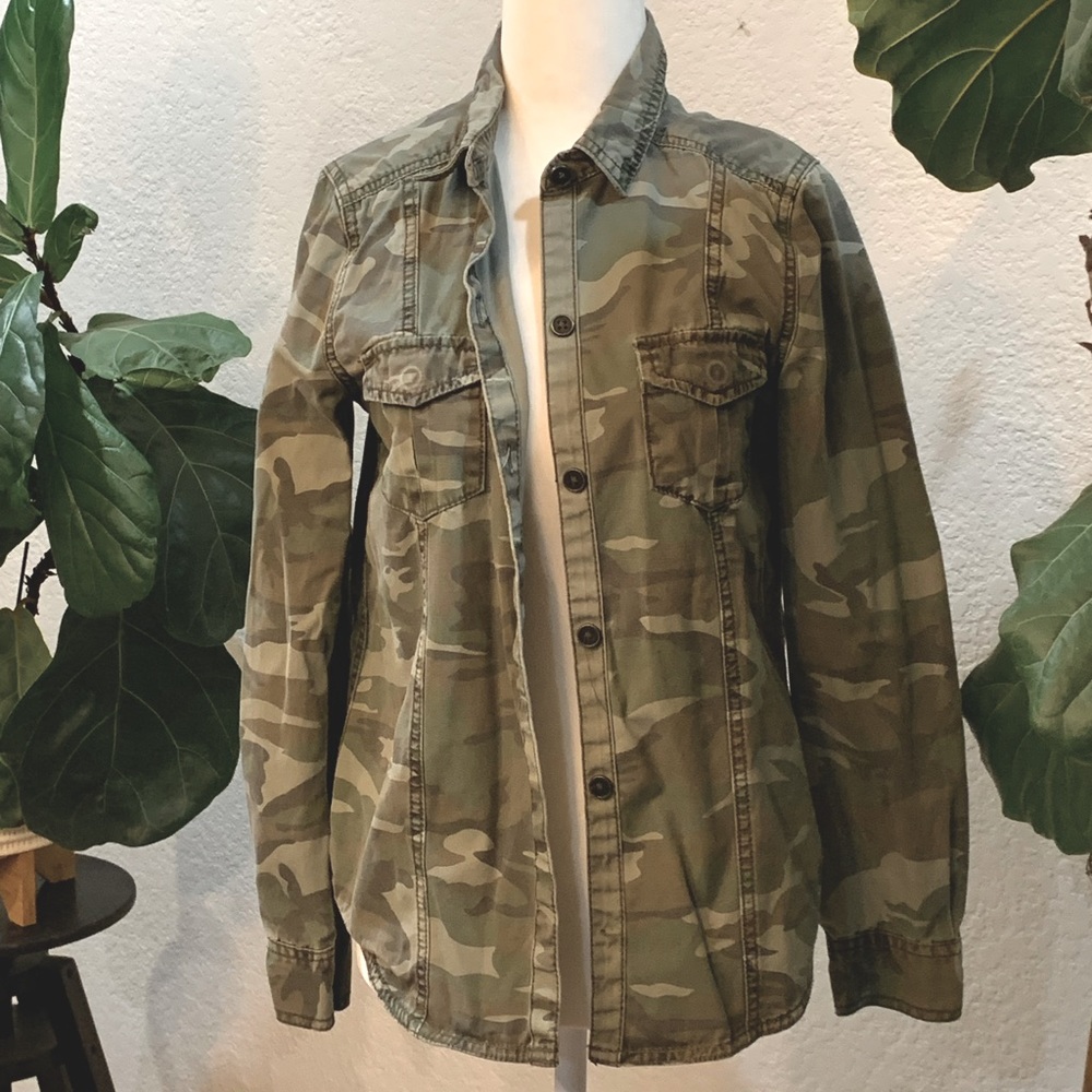 Forever 21 Camo Denim Shirt Jacket